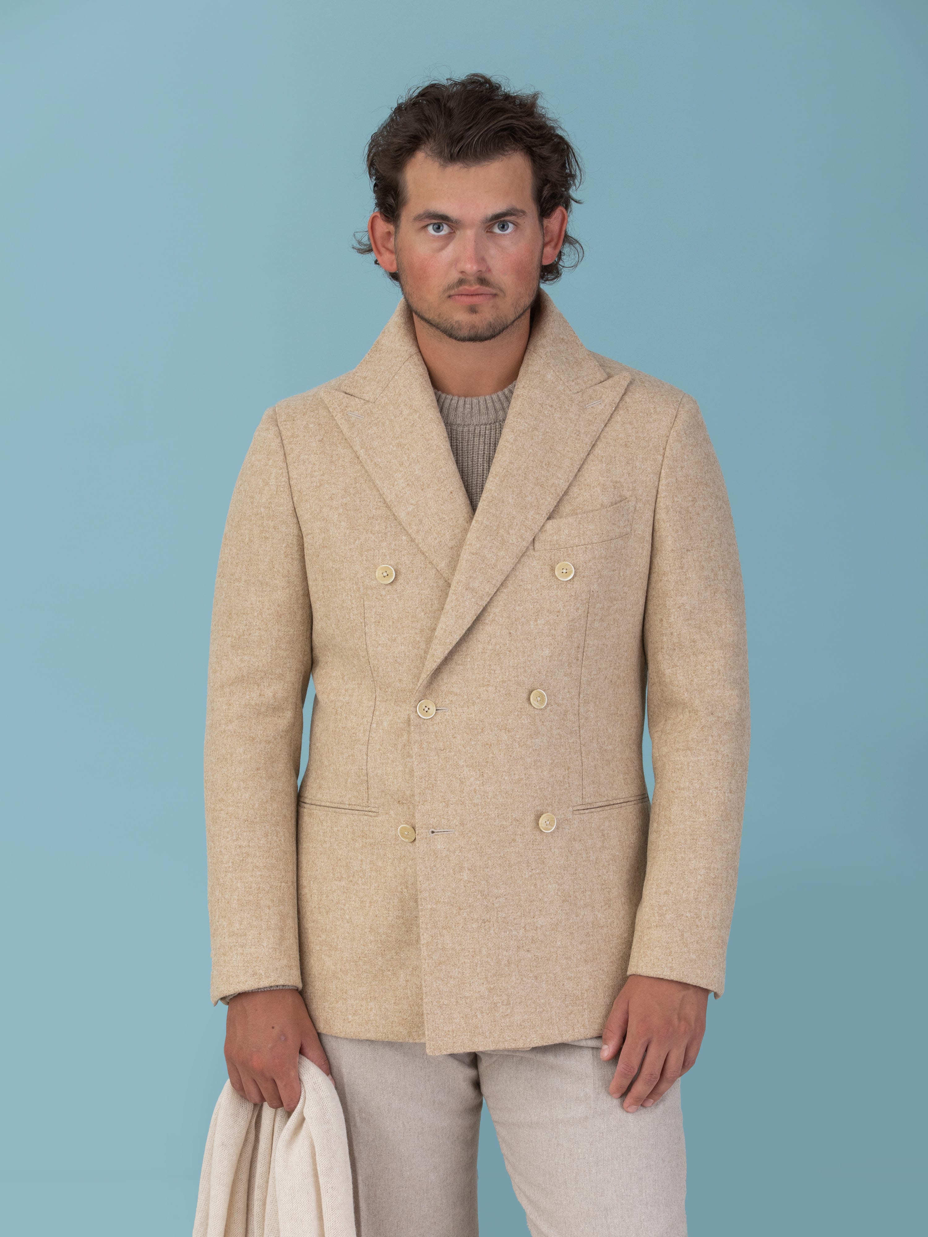 Beige Lambswool Jacket - Grand Le Mar