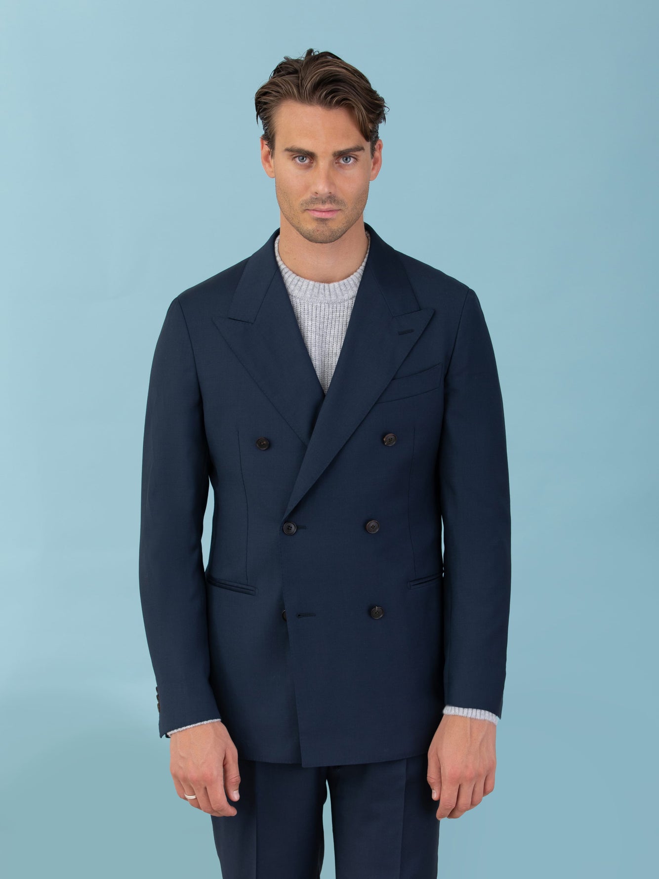 Grand Le Mar | Navy S30 Wool Double-Breasted Jacket