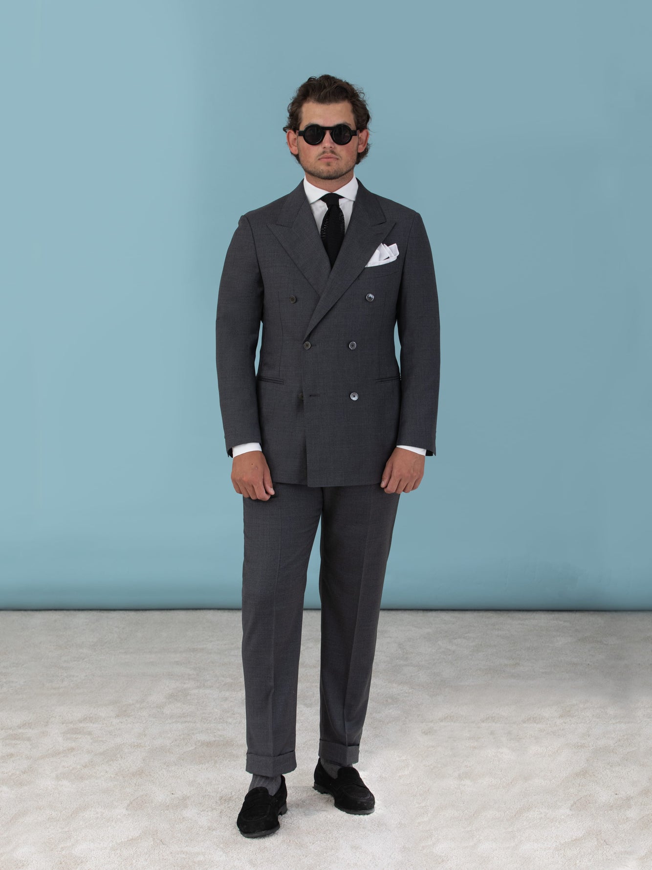Charcoal Grey Super 130's Wool Suit - Grand Le Mar