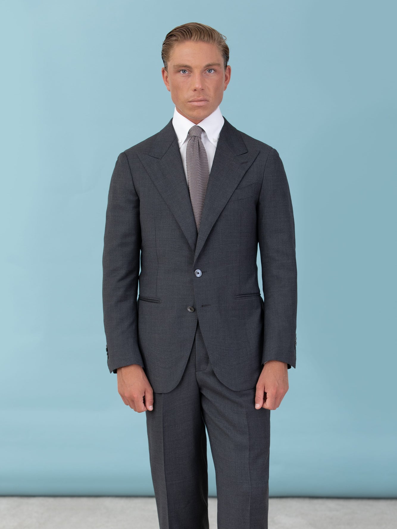 Charcoal Grey Super 130's Wool Suit - Grand Le Mar