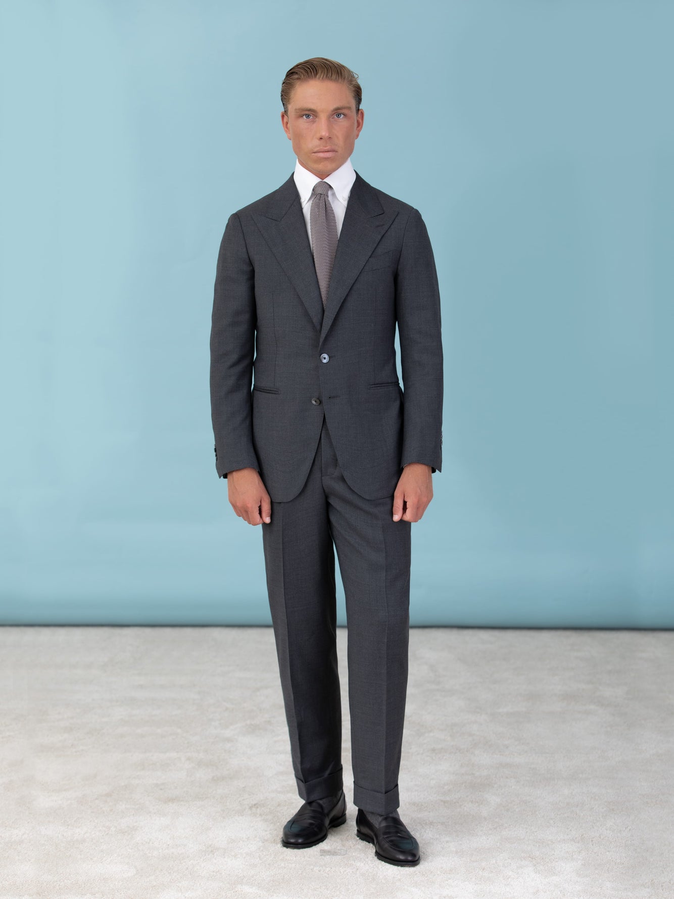 Charcoal Grey S130 Wool Suit - Grand Le Mar