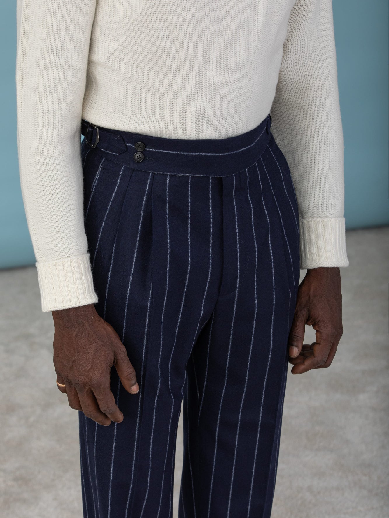 Biella Wide Chalk Stripe Flannel Suit - Grand Le Mar