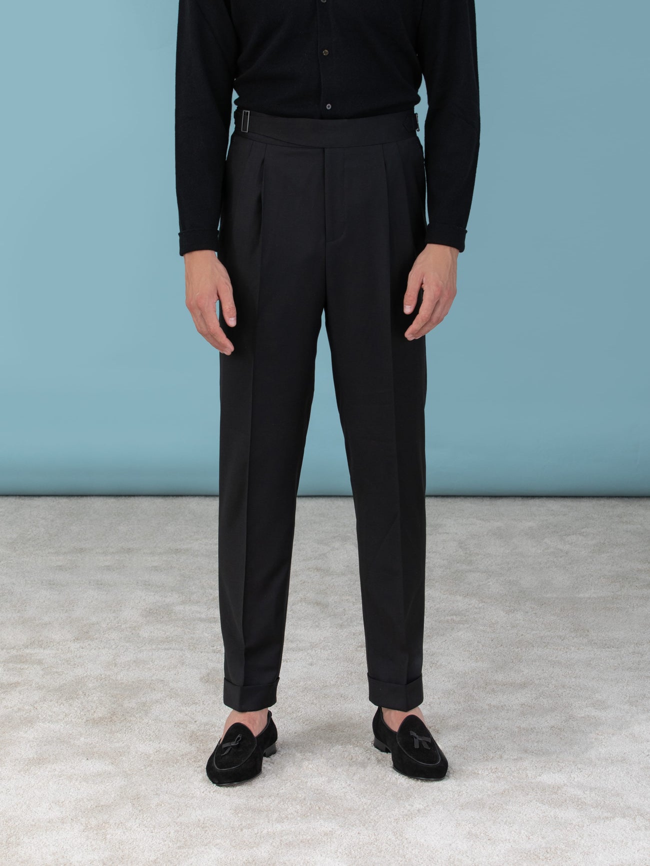 Black Wool S130 Gurkha Trousers - Grand Le Mar