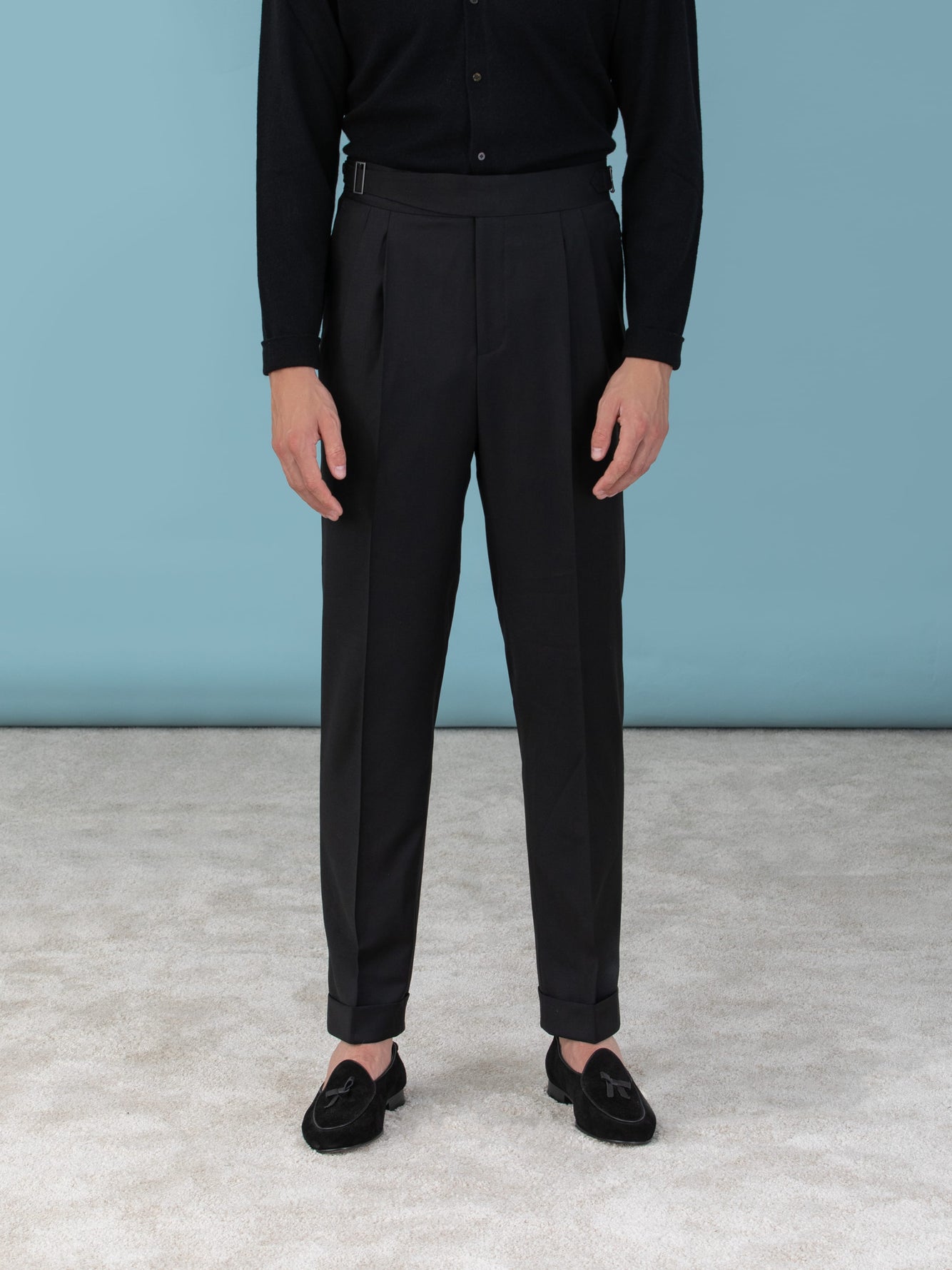 Grand Le Mar  Black Wool Gurkha Trousers Tailored Comfort for Dapper Style.