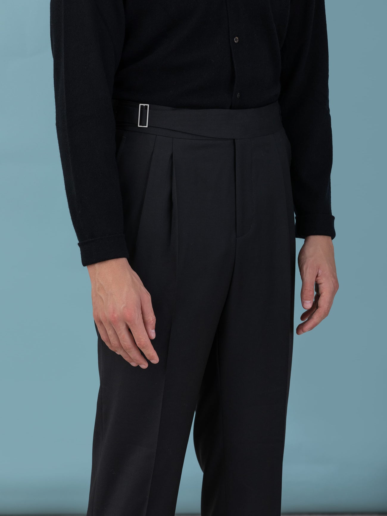 Black Wool S130 Gurkha Trousers - Grand Le Mar