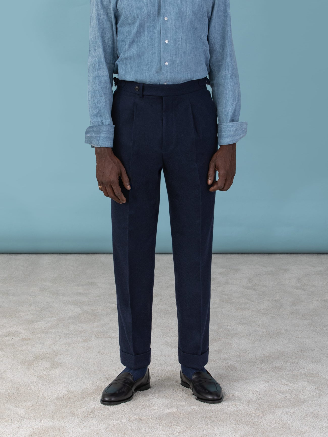 Navy Flannel Oscar Trousers - Grand Le Mar