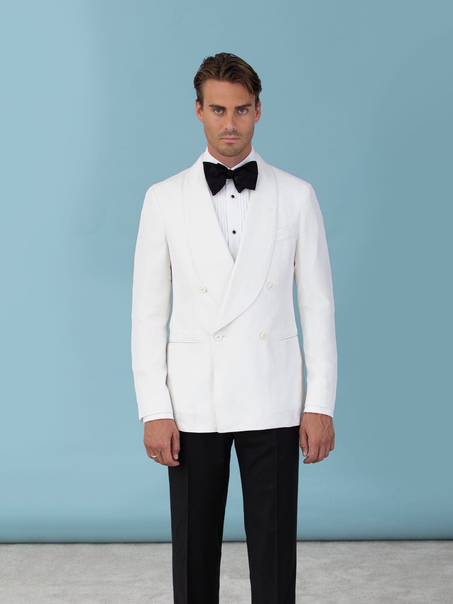 White Dupioni Silk Tuxedo Jacket - Grand Le Mar