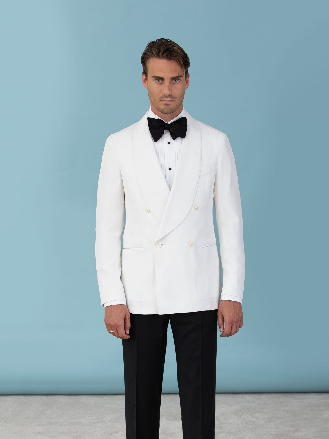 Grand Le Mar - White Dupioni Silk Tuxedo Jacket