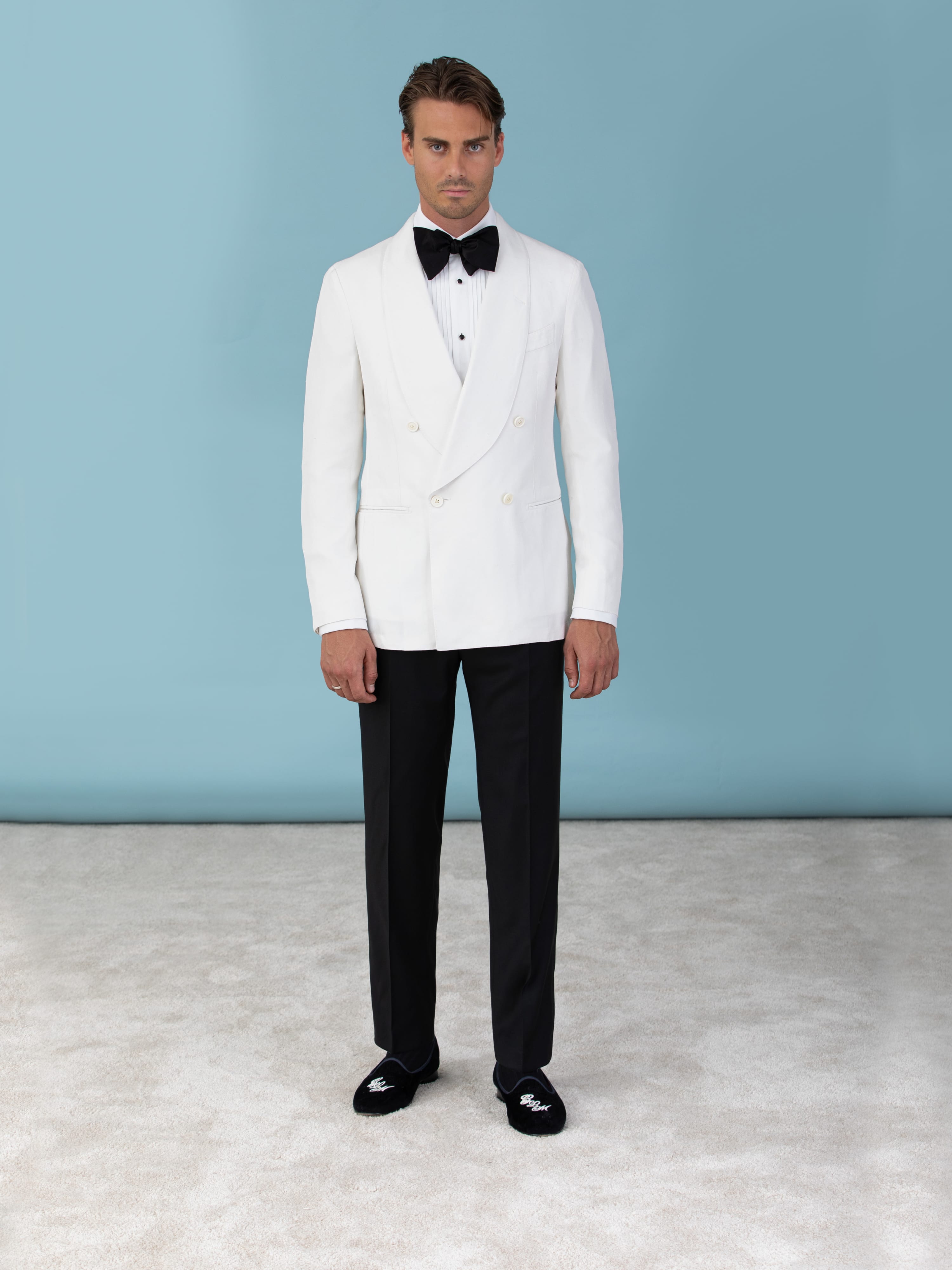 Grand Le Mar - White Dupioni Silk Tuxedo Jacket