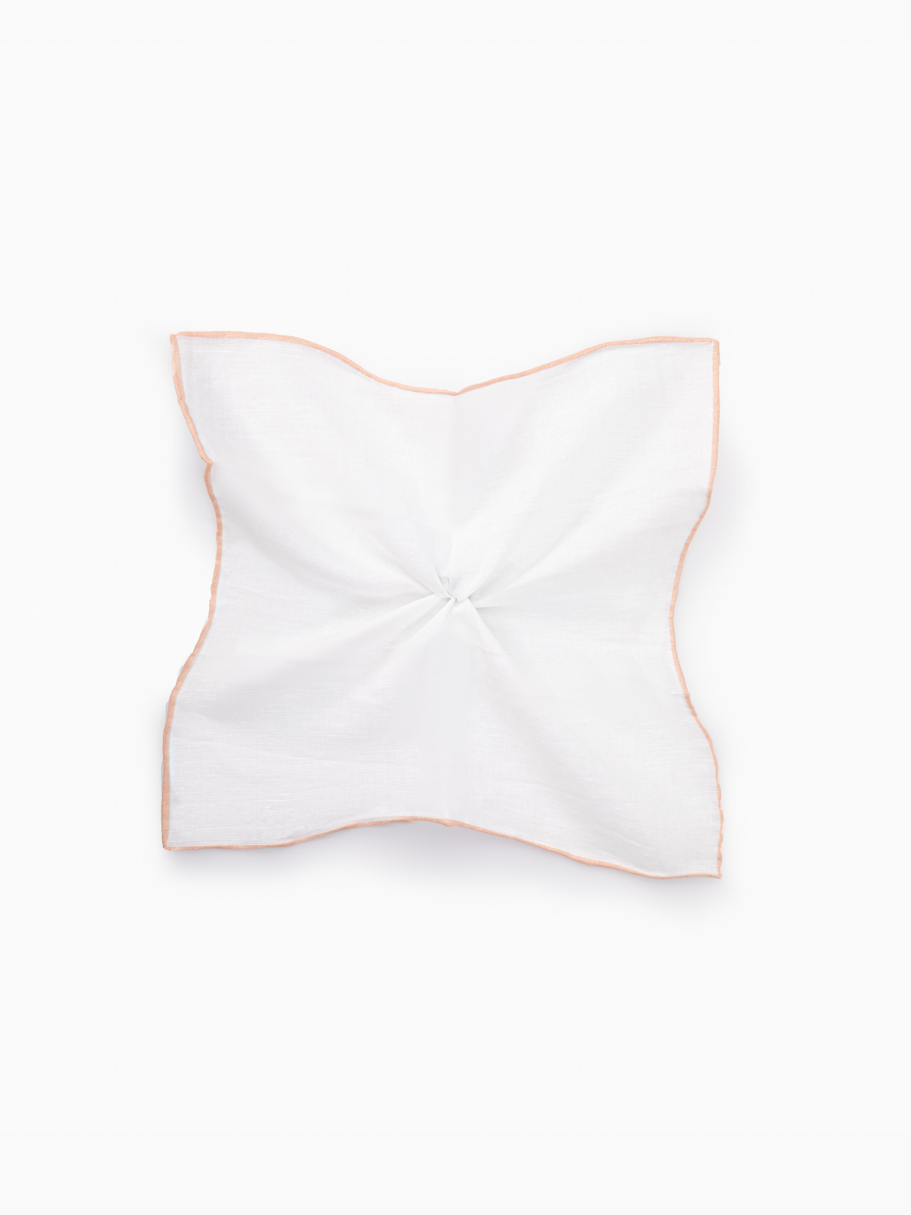 White Beige Striped Linen Pocket Square - Grand Le Mar