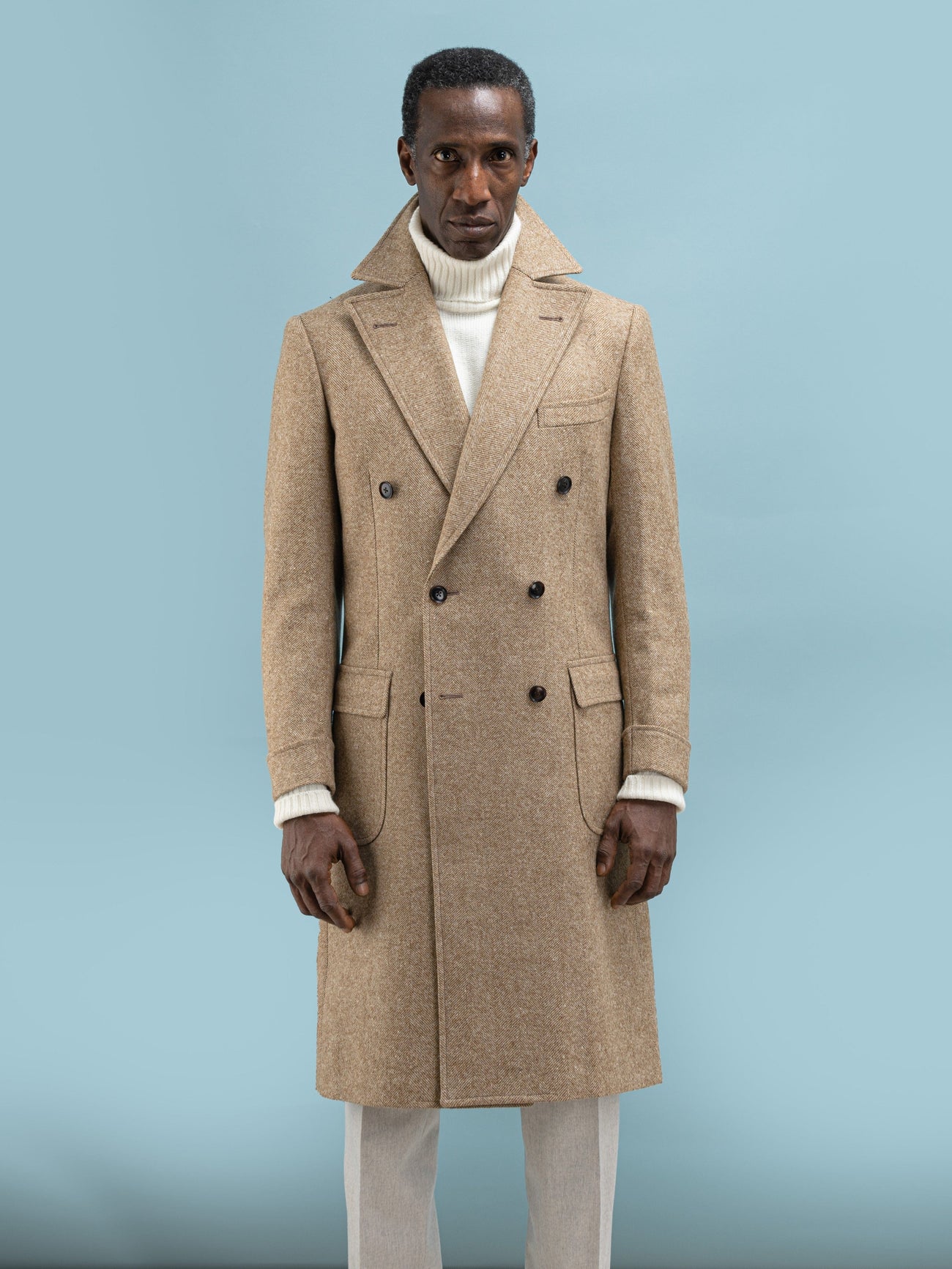 Herringbone Beige Coat - Grand Le Mar