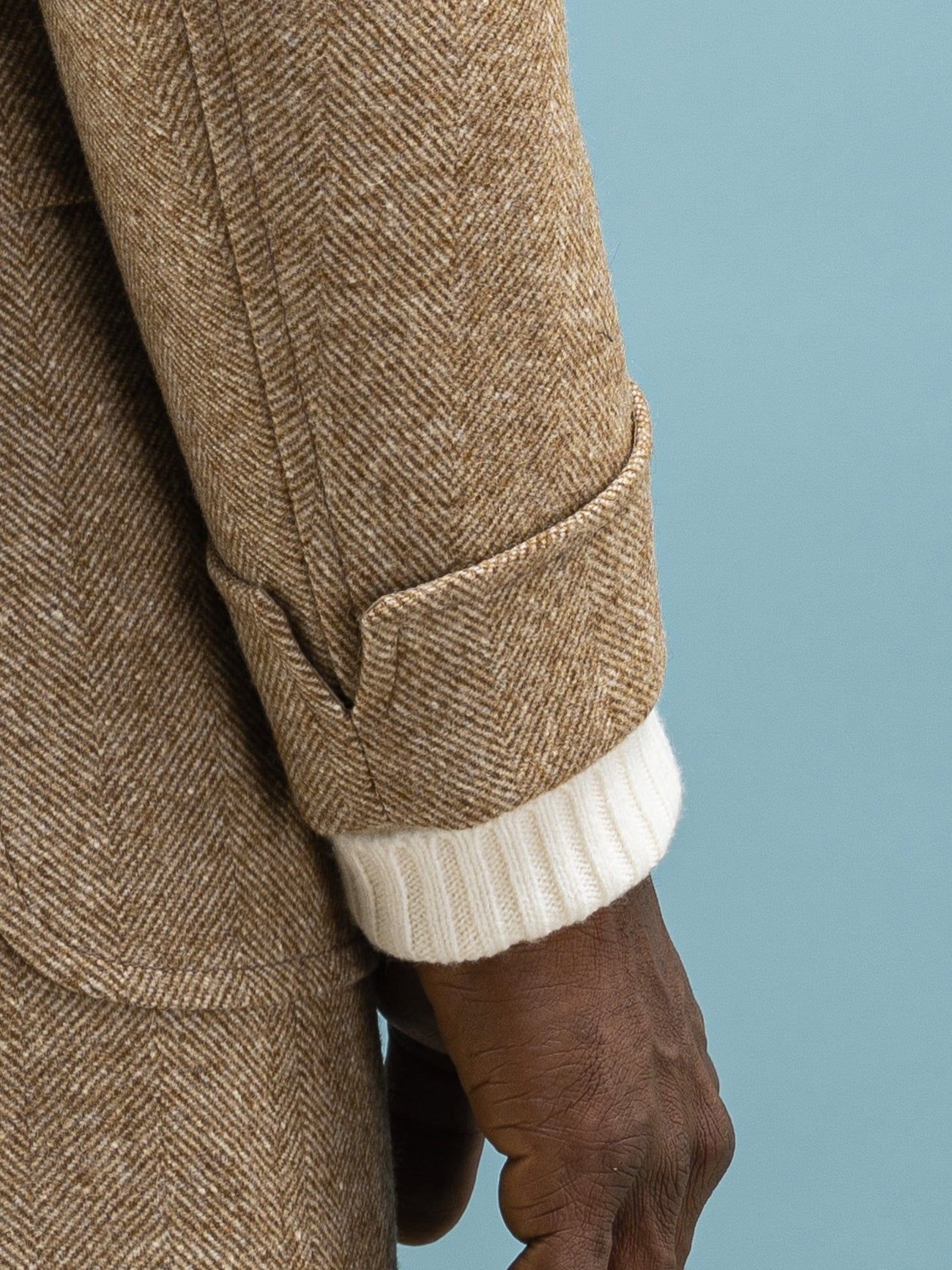 Herringbone Beige Coat - Grand Le Mar