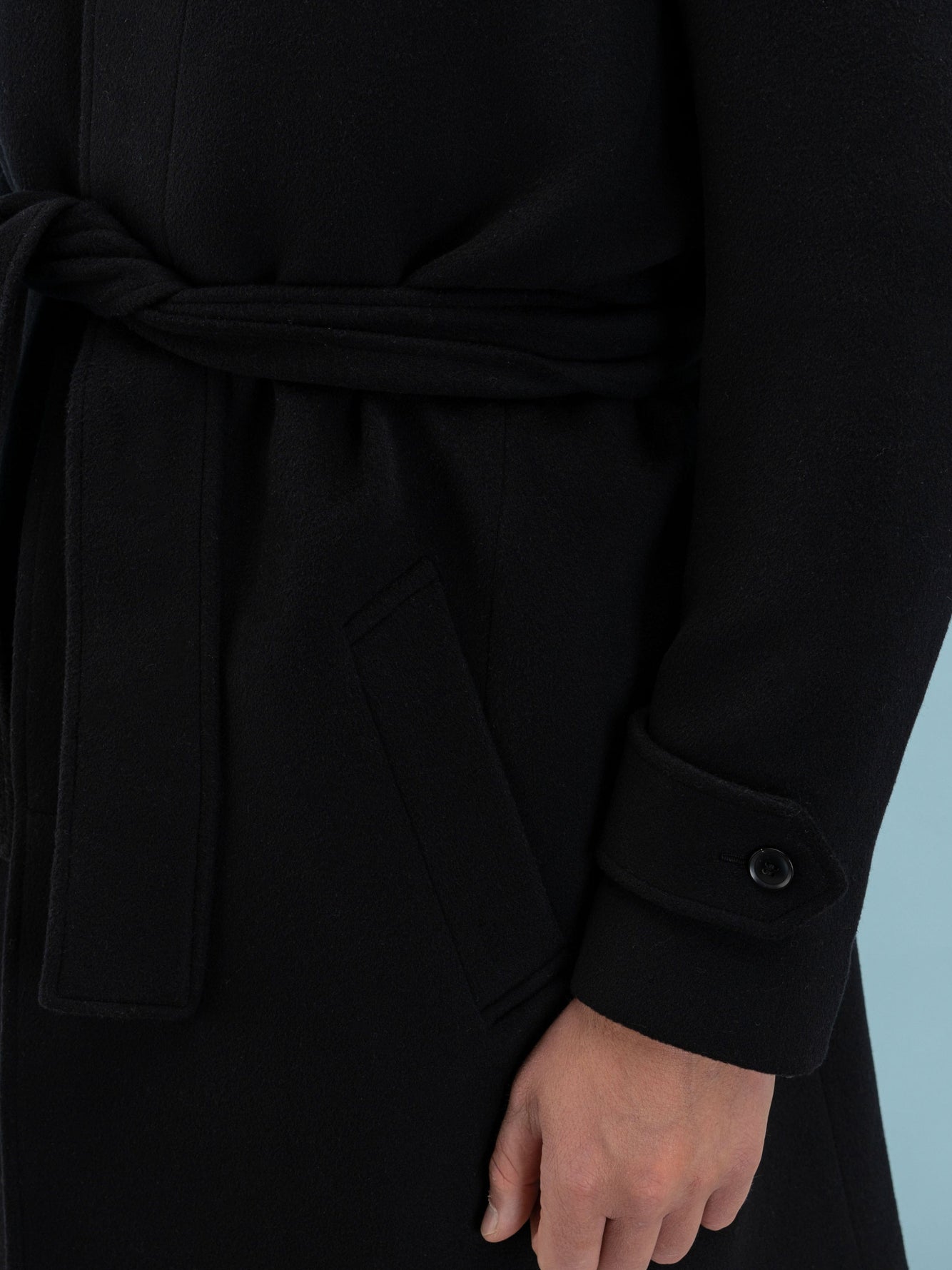Belted Black Cashmere Coat - Grand Le Mar