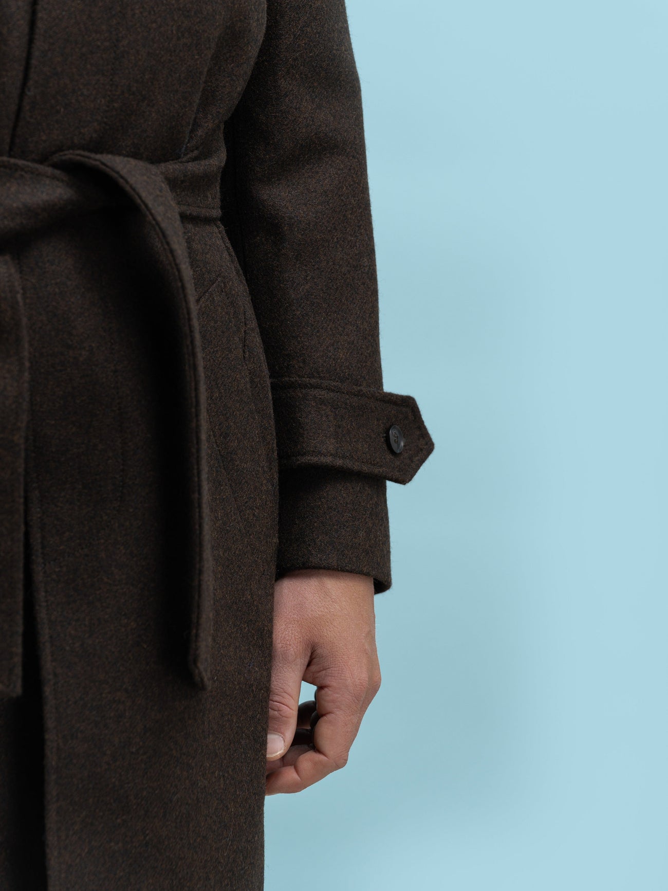 Belted Brown Lambswool Coat - Grand Le Mar