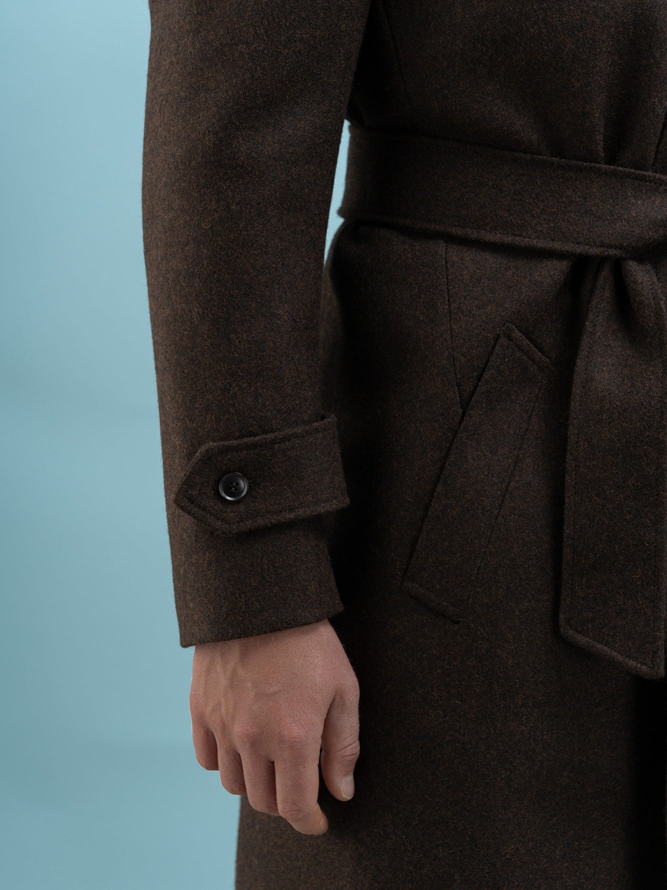 Belted Brown Lambswool Coat - Grand Le Mar
