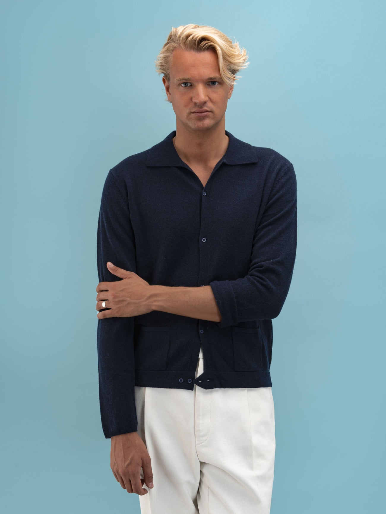 Navy Greenleaf Cardigan - Grand Le Mar