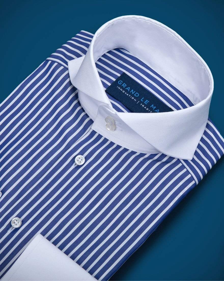 Dark Blue Striped Douglas Shirt - Grand Le Mar