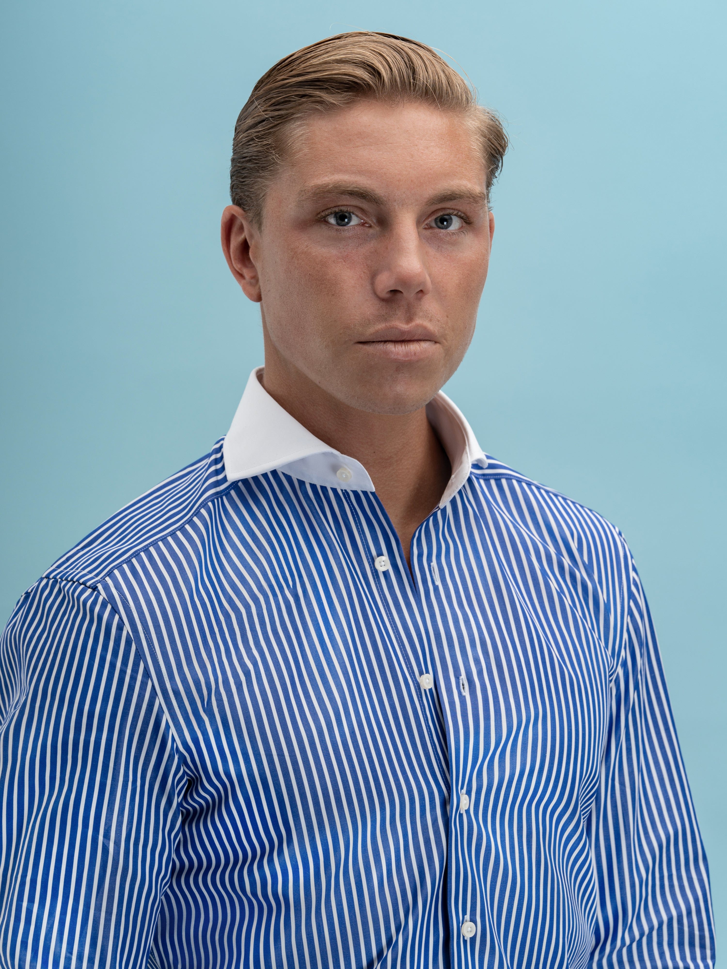 Dark Blue Striped Douglas Shirt - Grand Le Mar