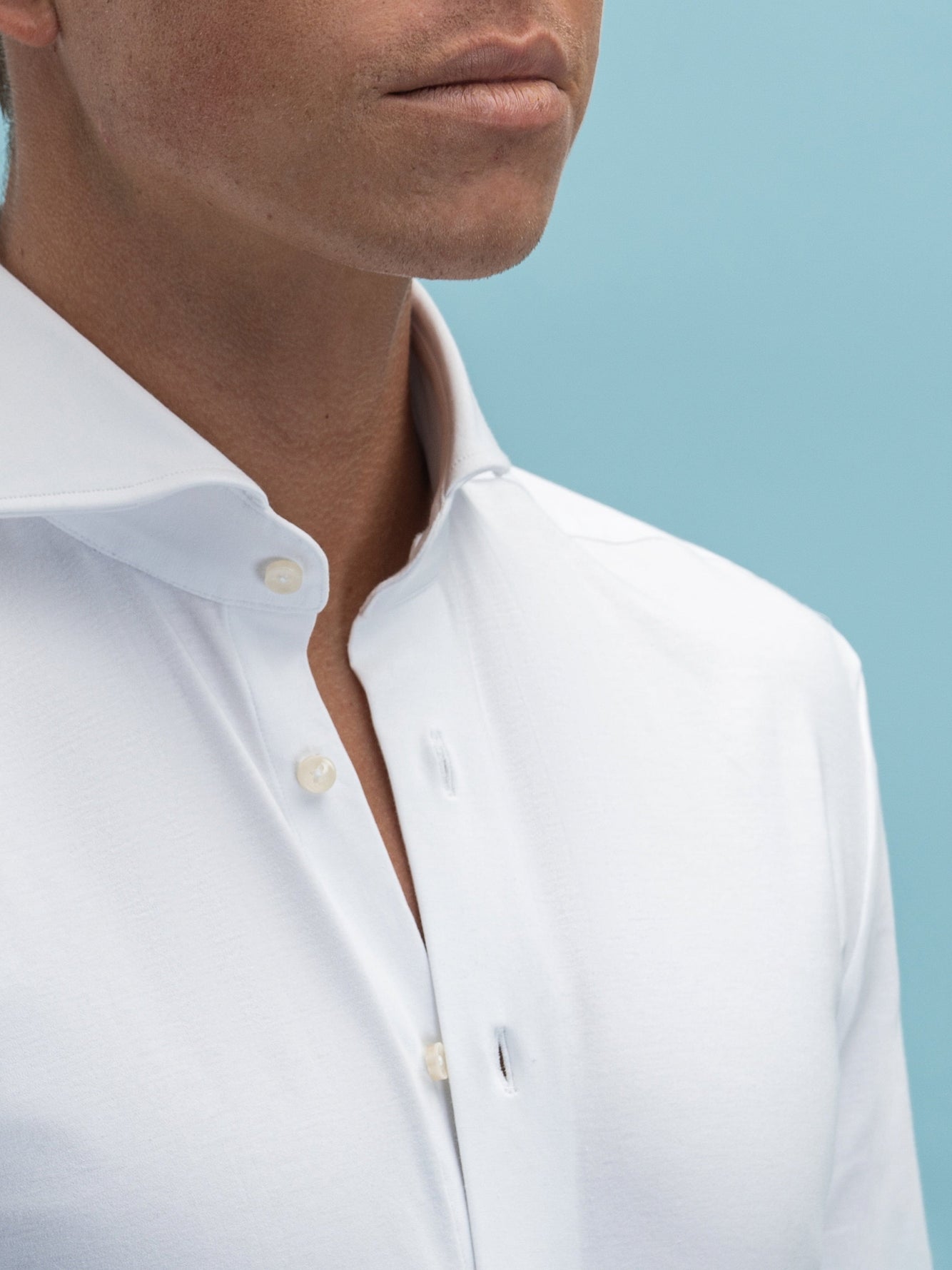 White Stretch Knit Shirt - Grand Le Mar
