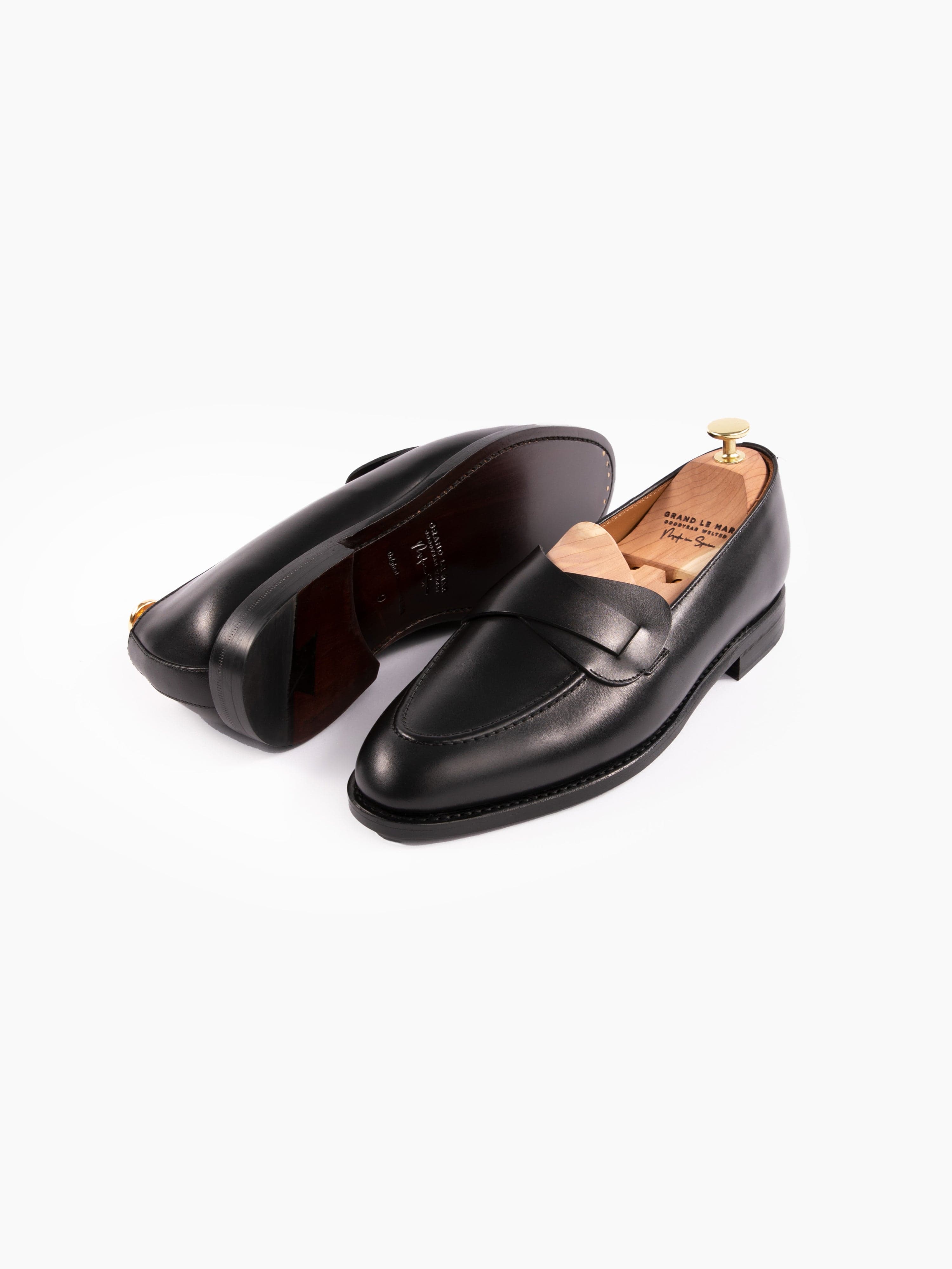 Butterfly Loafers Black Calf Leather - Grand Le Mar