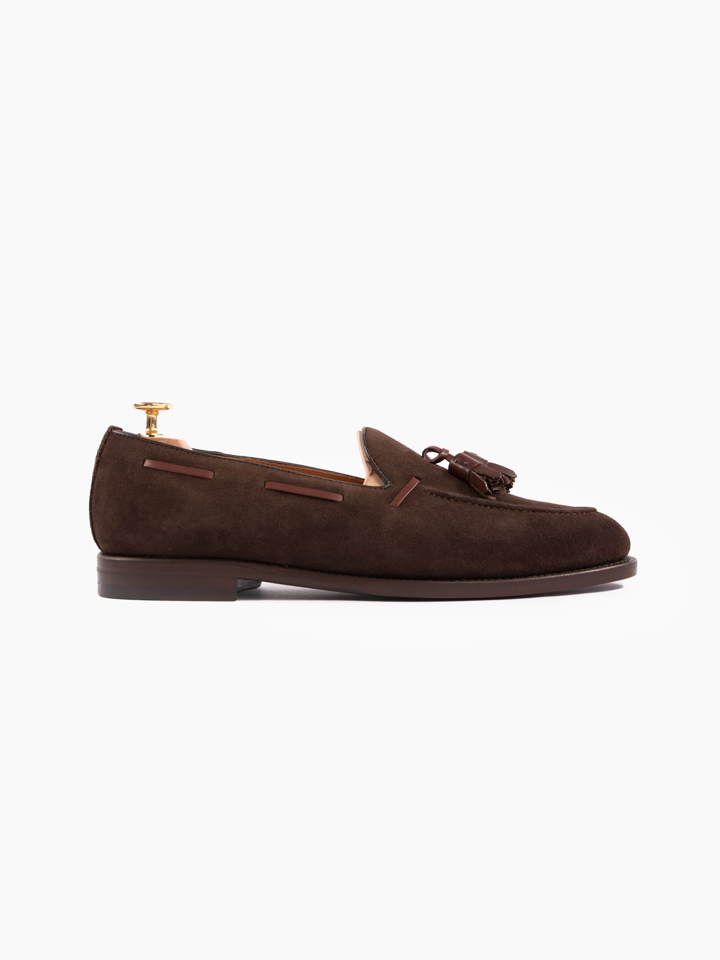 Tassel Loafers Dark Brown Suede - Grand Le Mar