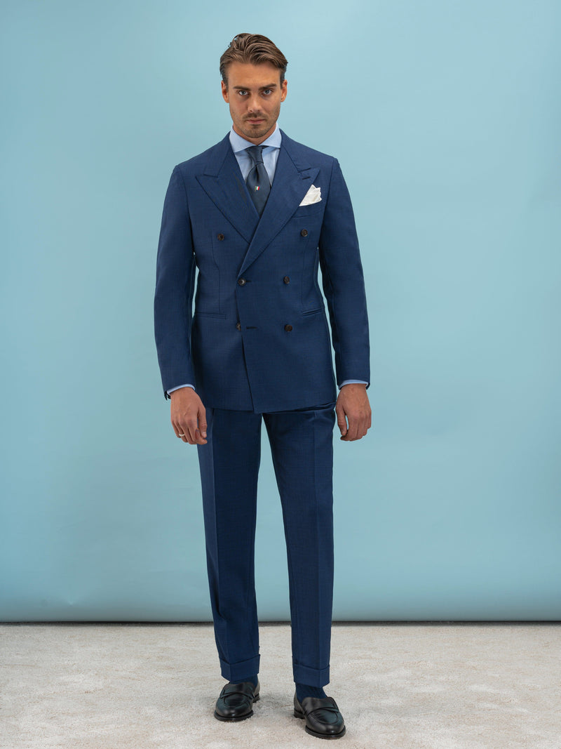 Double breasted light hot sale blue suit