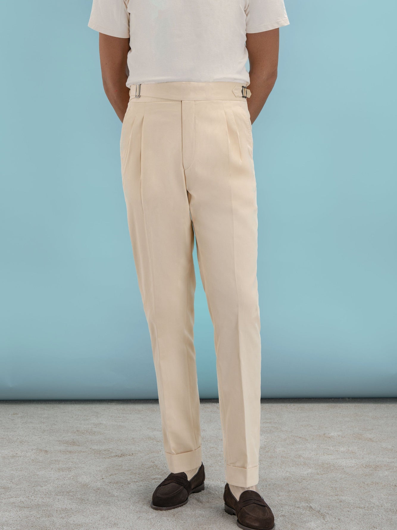 Beige Pleated Trousers