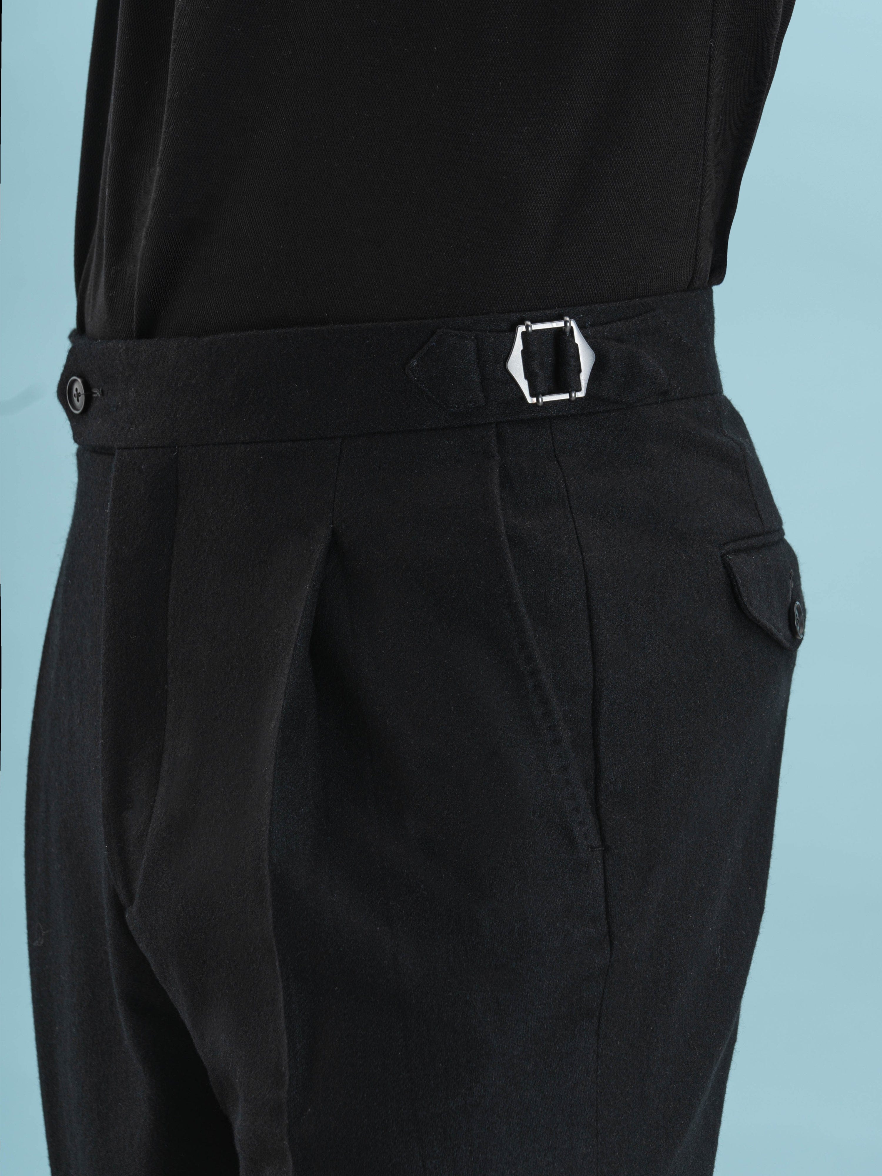 Black Flannel Cargo Oscar Trousers - Grand Le Mar