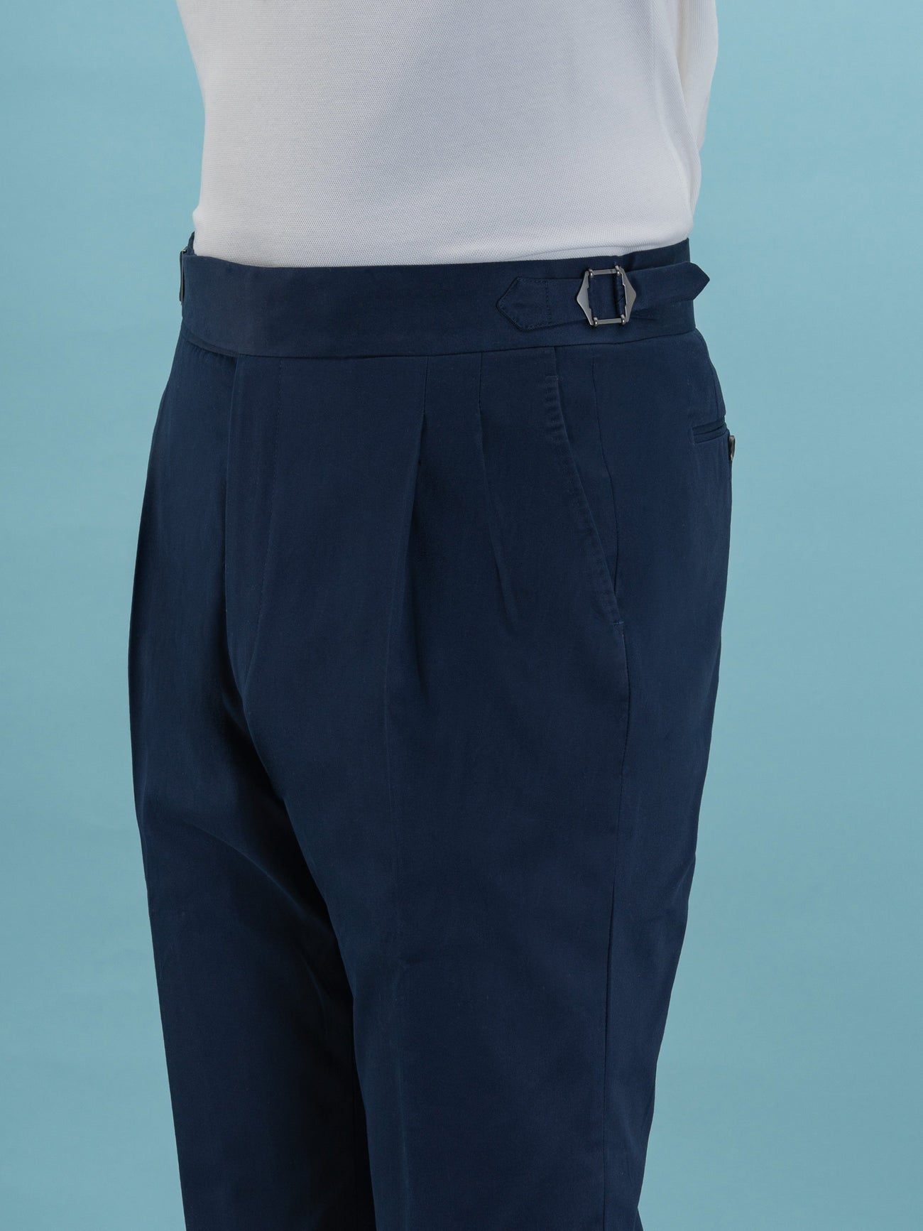 Navy Cotton Gurkha Trousers - Grand Le Mar