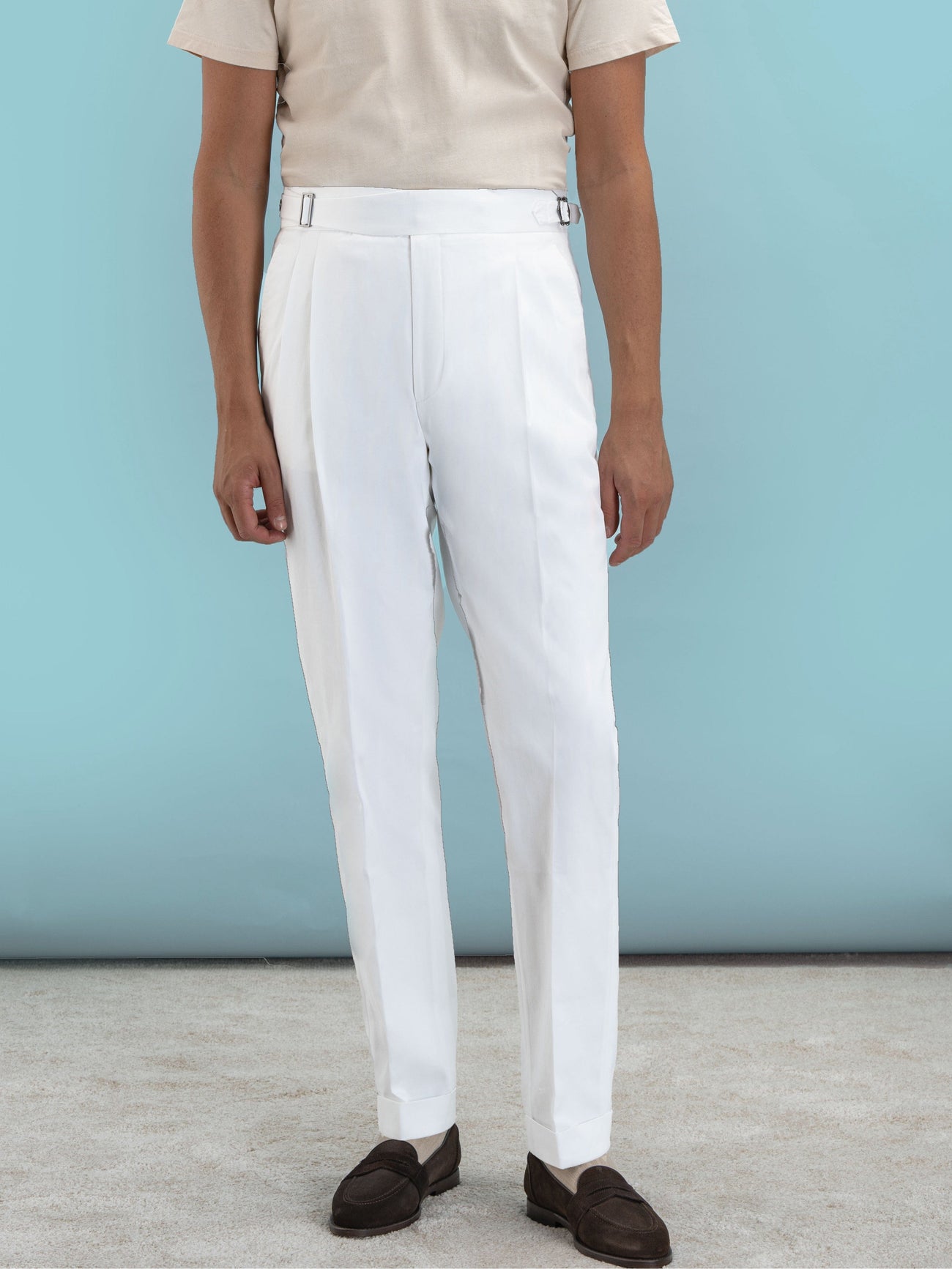 White Cotton Gurkha Trousers - Grand Le Mar